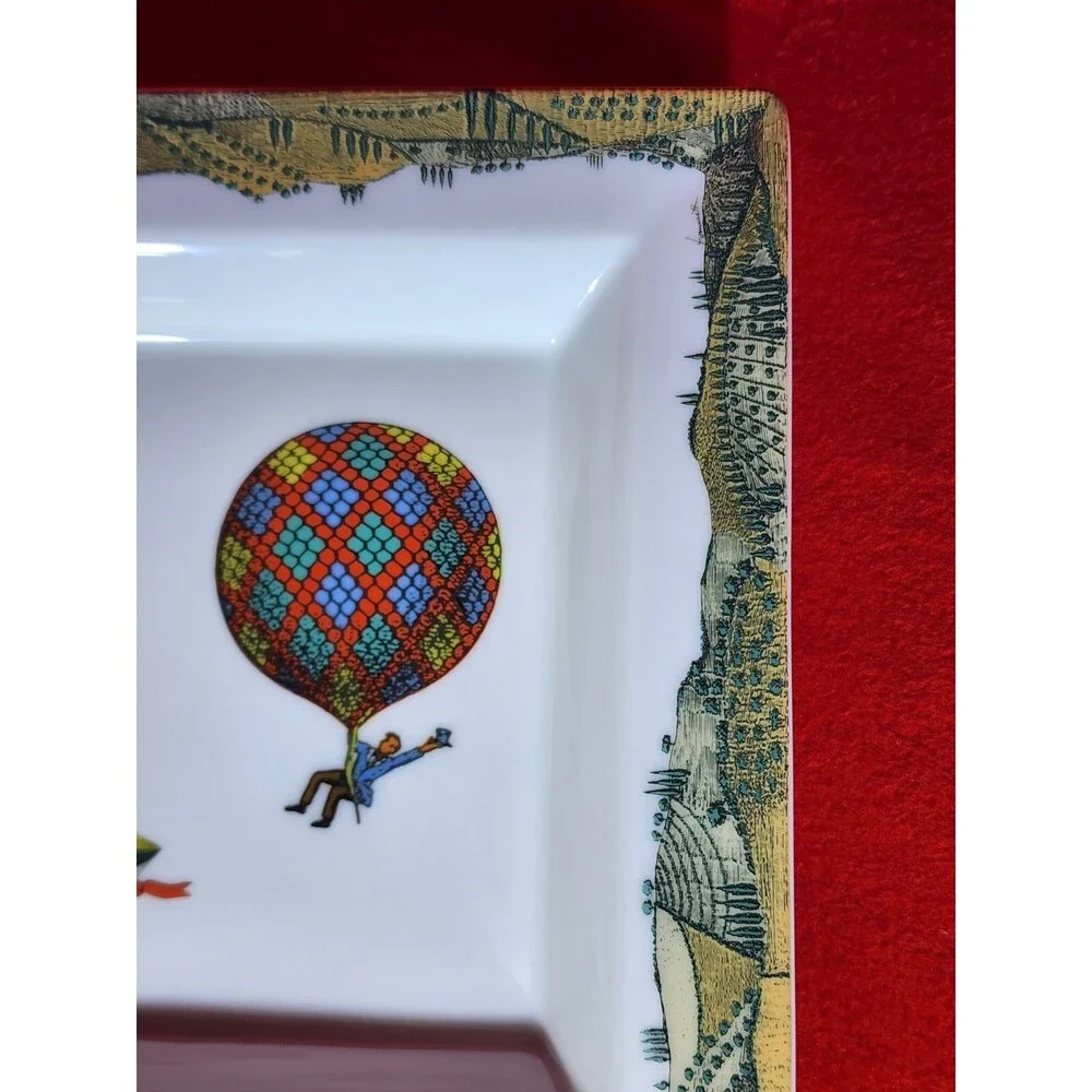 Rare Find ~ Rosenthal Classic Fornasetti Dekor Mongolfiere Square Plate ~Germany
